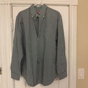 Izod Men's Green Gingham Button Down Shirt